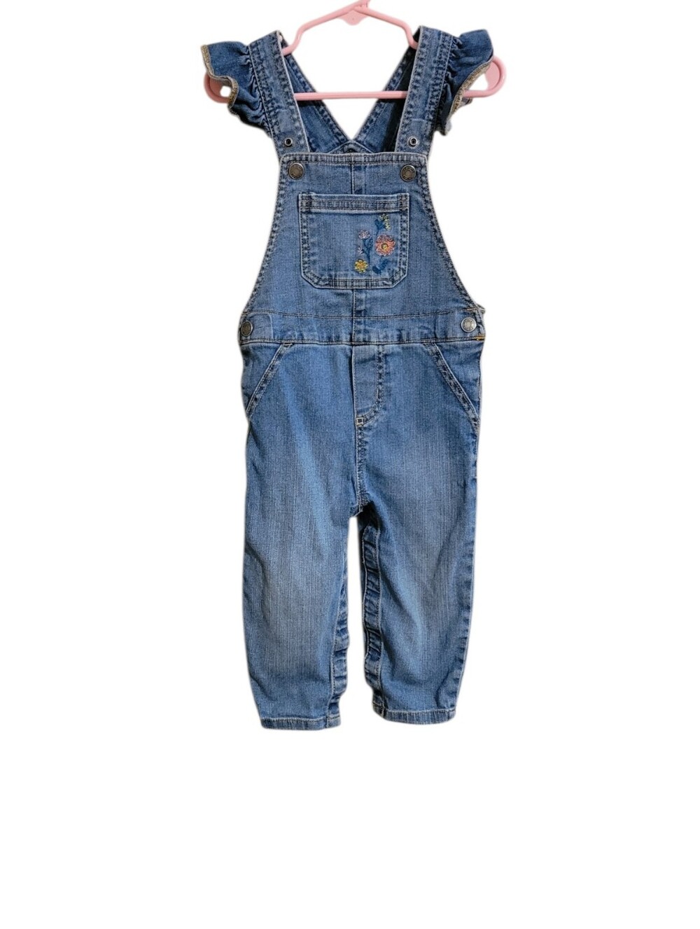 Carter's Floral Ruffle Denim Overalls